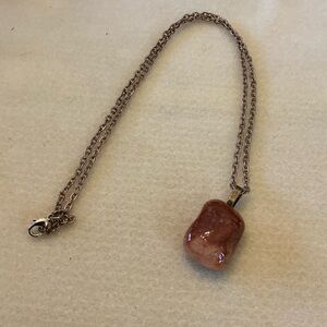 Handmade Up-cycled Chain Necklace with Stone tumbled Pendant